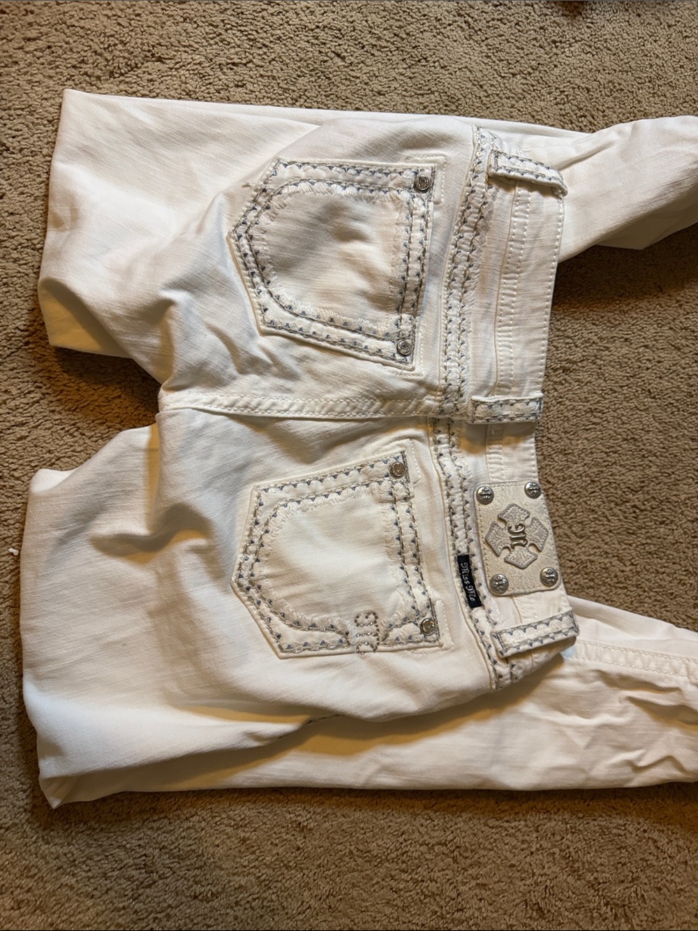 Miss Me White Embroidered Pocket Jeans